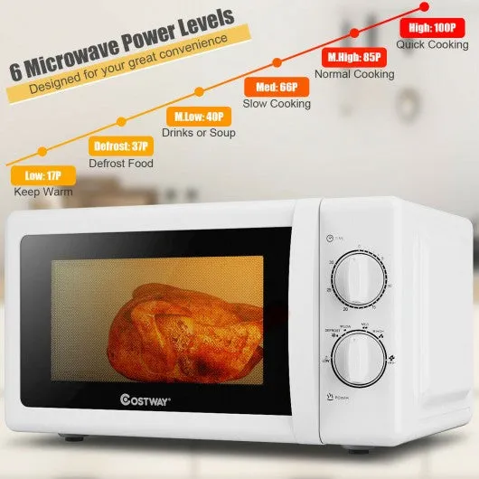 0.7 Cu. ft Retro Countertop Compact Microwave Oven-White