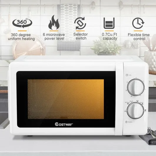 0.7 Cu. ft Retro Countertop Compact Microwave Oven-White