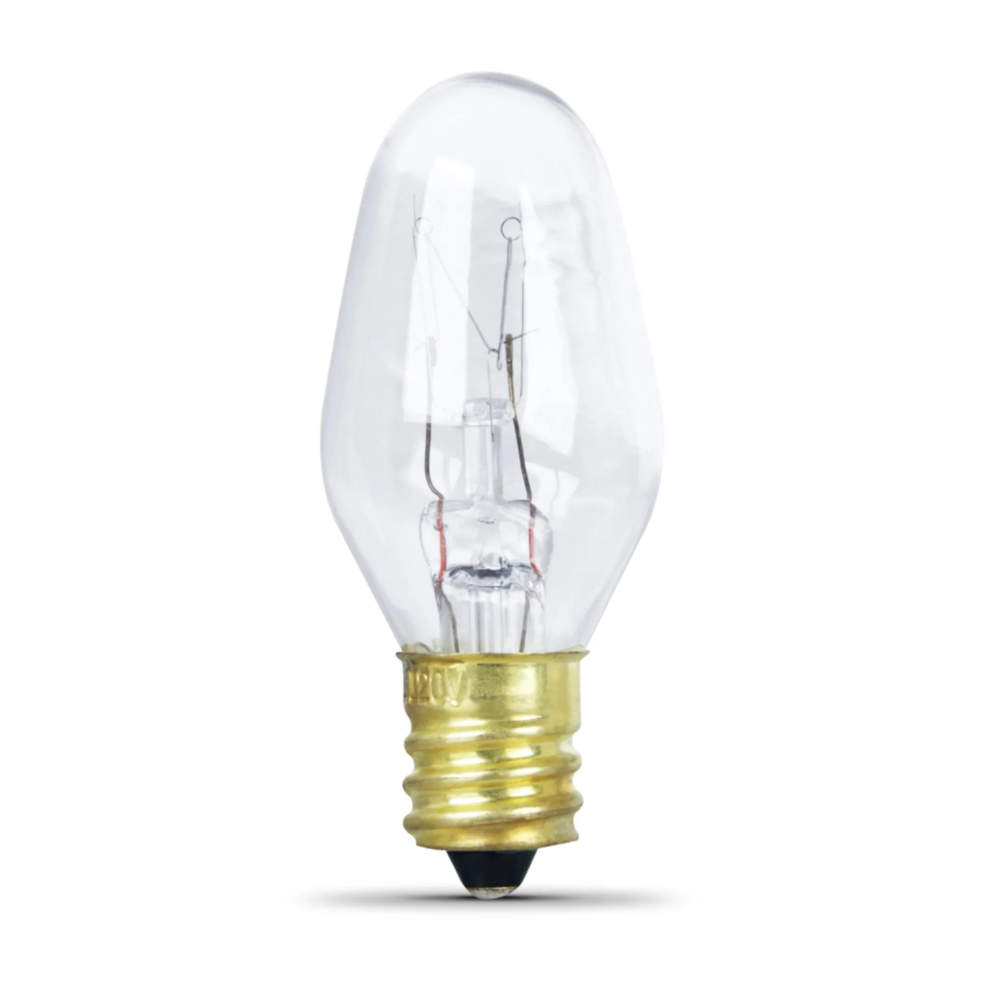 10W Soft White (2700K) C7 Shape Candelabra E12 Base Clear Dimmable Incandescent Appliance Light Bulb (2-Pack)