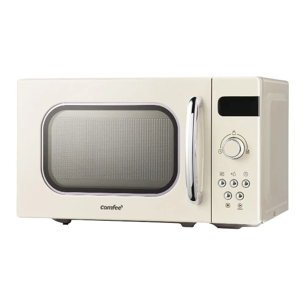 20L Microwave Oven 800W Countertop Kitchen 8 Cooking Settings Cream