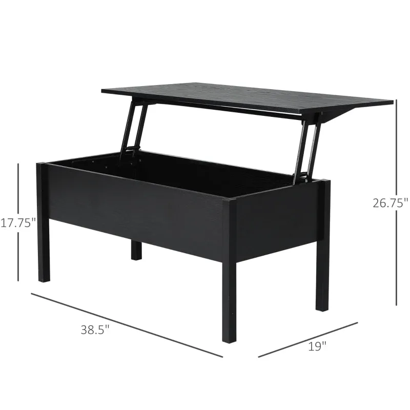 39" Modern Lift Top Coffee Table - Black