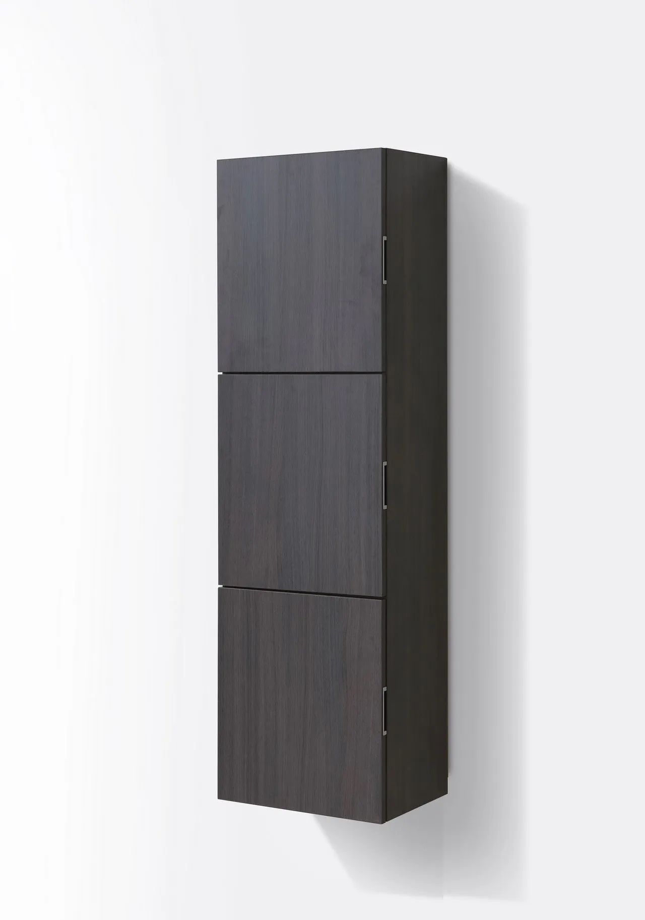 59" High Bathroom Linen Side Cabinets, High Gloss Grey Oak