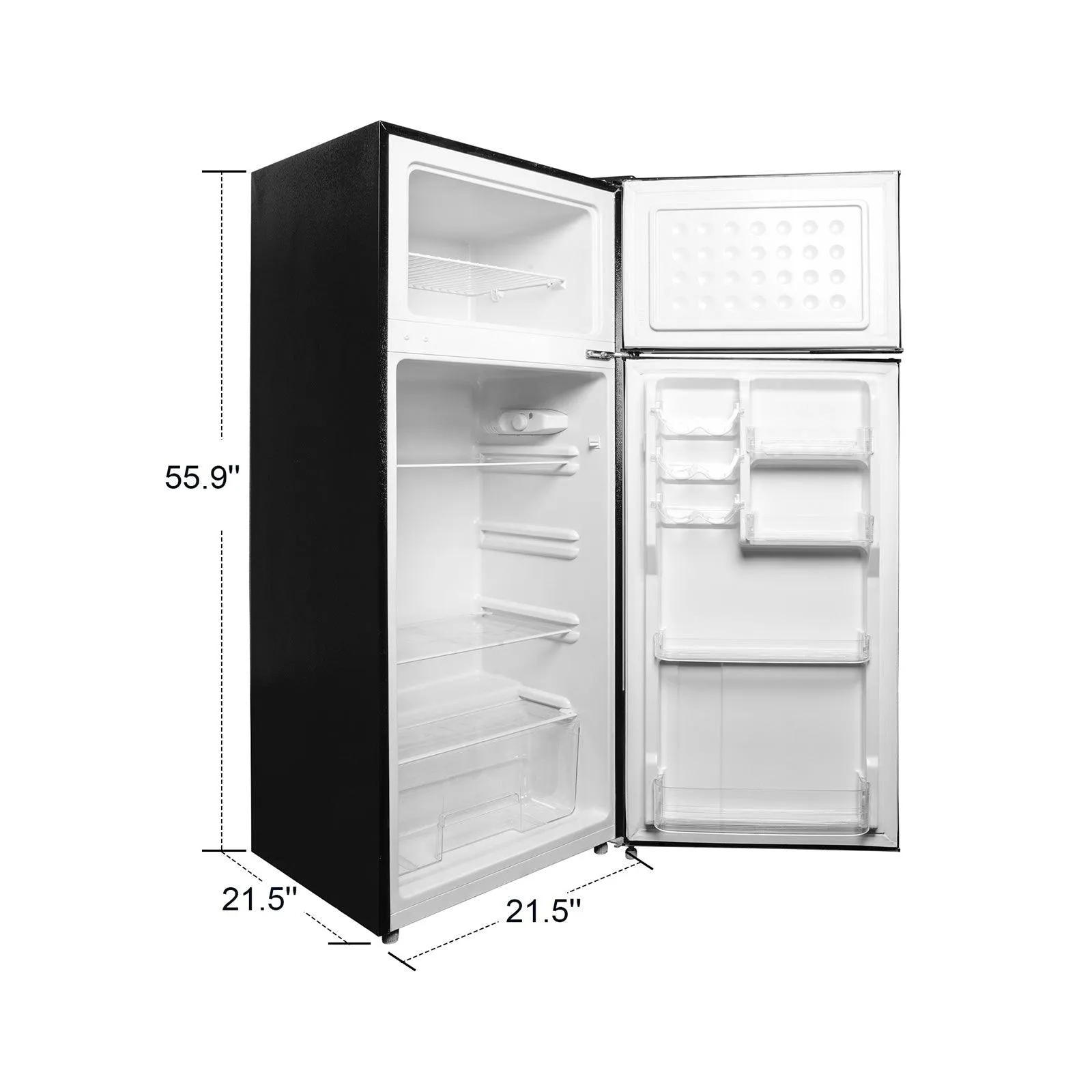 7.7 Cu.ft. Mini Fridge with Freezer, Double Door Apartment Size Refrigerator for Bedroom Office or Dorm, Black