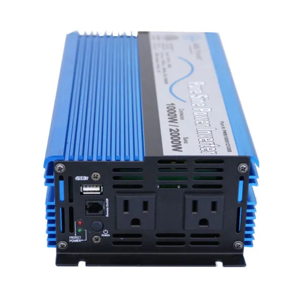 Aims Power - 1000 Watt Pure Sine Power Inverter w/ USB Port & Remote Port - 12 VDC 120 VAC 60Hz - PWRI100012120S