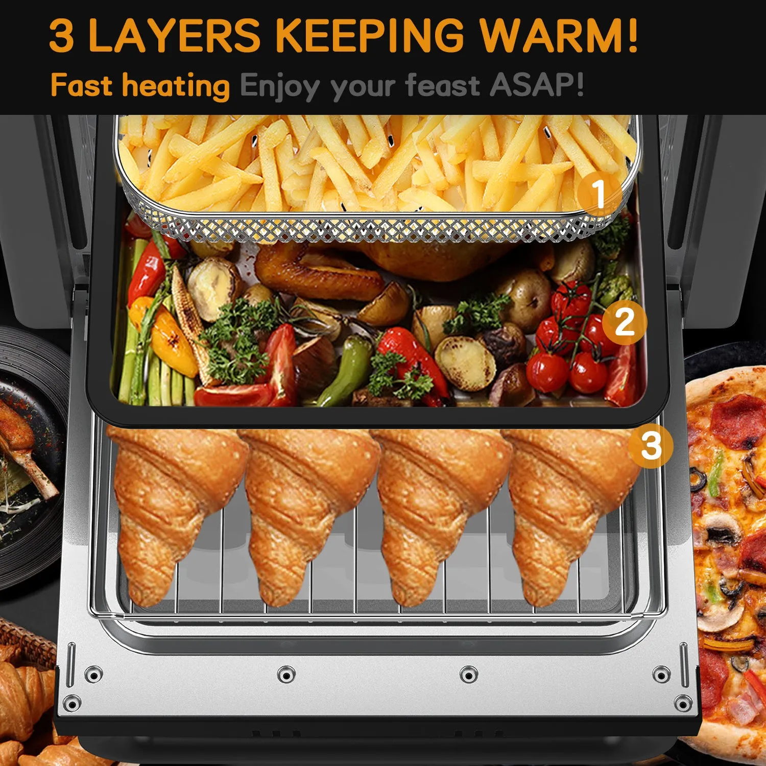 Air Fryer Toaster Oven - 5-In-1 Convection Oven with Air Fry, Roast, Toast, Broil & Bake Function - Air Fry Toaster Oven for Countertop - Kitchen Appliances for Cooking Chicken, Steak & Pizza