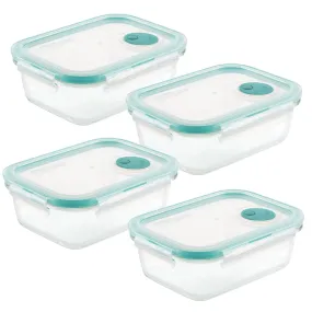 Airtight-Leakproof Borosilicate Glass 4-Piece 21-Oz. Vented Container Set