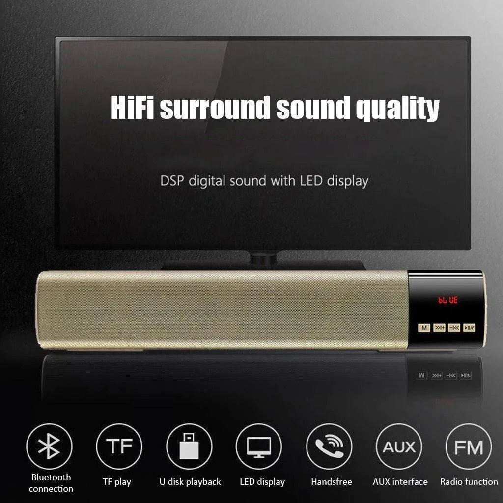 All in one Multifunctional Bluetooth Dual Speakers Soundbar with FM/AUX/USB/SDCARD function