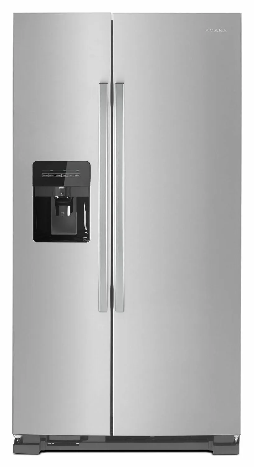 Amana ASI2175GRS 33-Inch Side-By-Side Refrigerator With Dual Pad External Ice And Water Dispenser - Black-On-Stainless