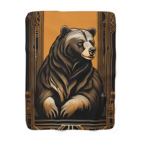 Art Deco Bear, Sherpa Fleece Blanket for Cozy Warmth, 50"x60"