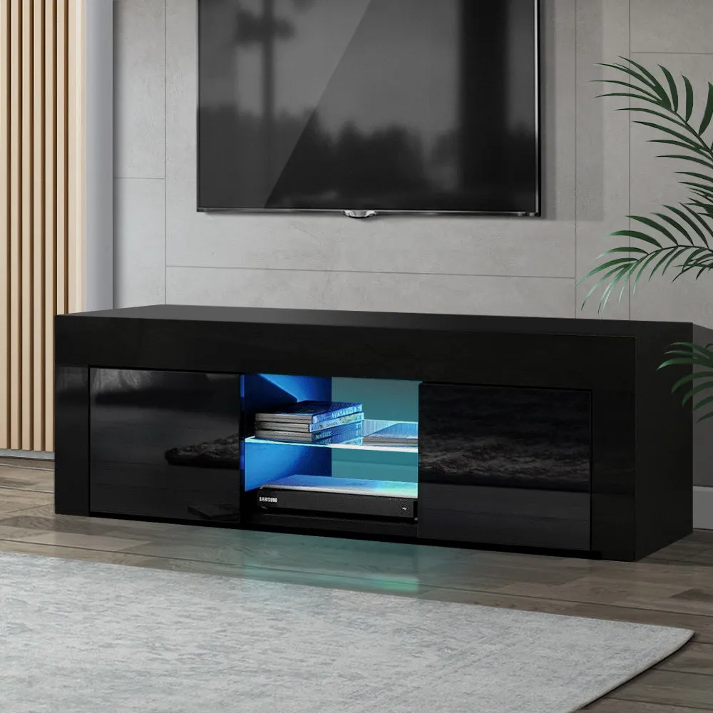 Artiss 130cm RGB LED TV Stand Cabinet Entertainment Unit Gloss Furniture Black