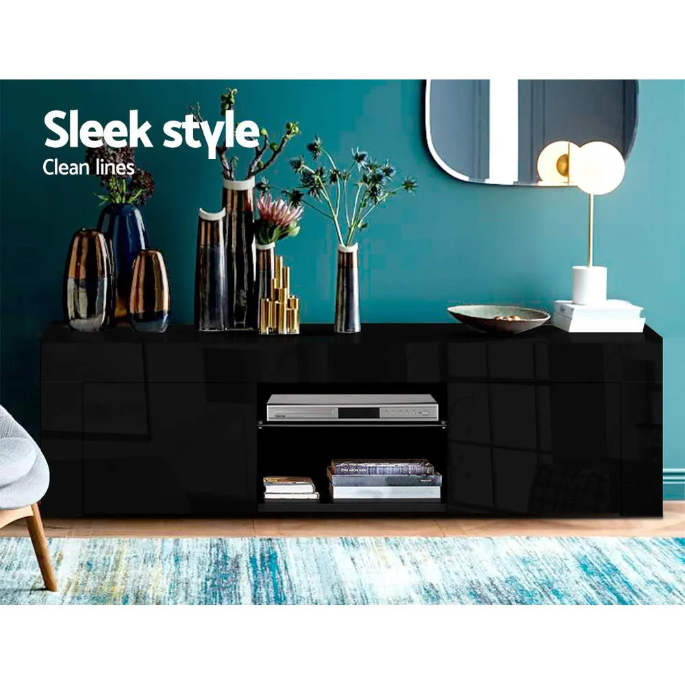 Artiss 130cm RGB LED TV Stand Cabinet Entertainment Unit Gloss Furniture Black