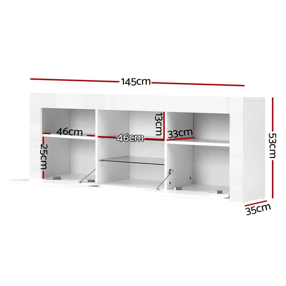 Artiss Entertainment Unit TV Cabinet LED 145cm White Angus