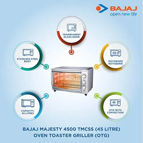 Bajaj Majesty 4500 TMCSS 45-Litre Oven Toaster Grill (Silver)