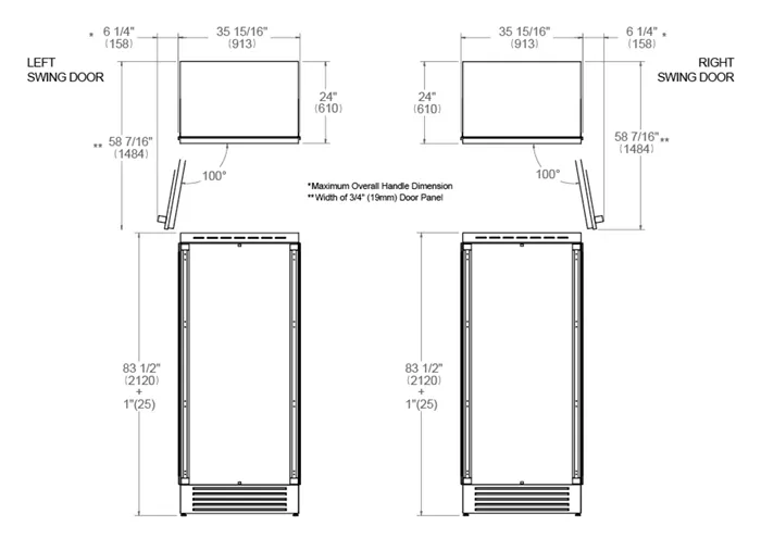 Bertazzoni 36 inch Built-in Refrigerator Column With Left Swing Door REF36RCPRL/23