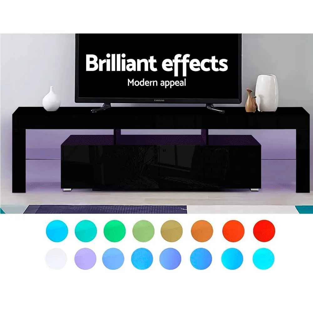 Black 189cm LED TV Cabinet with Drawers, RGB Light - Artiss