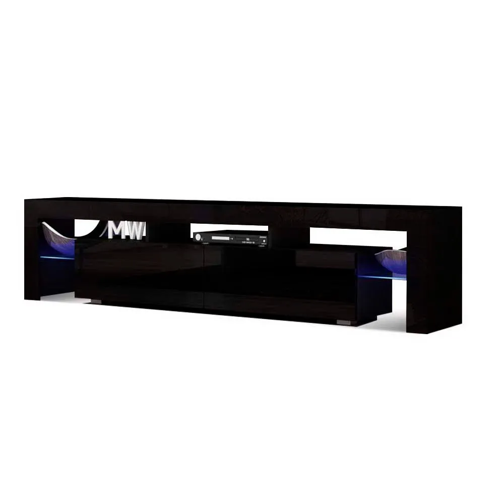 Black 189cm LED TV Cabinet with Drawers, RGB Light - Artiss