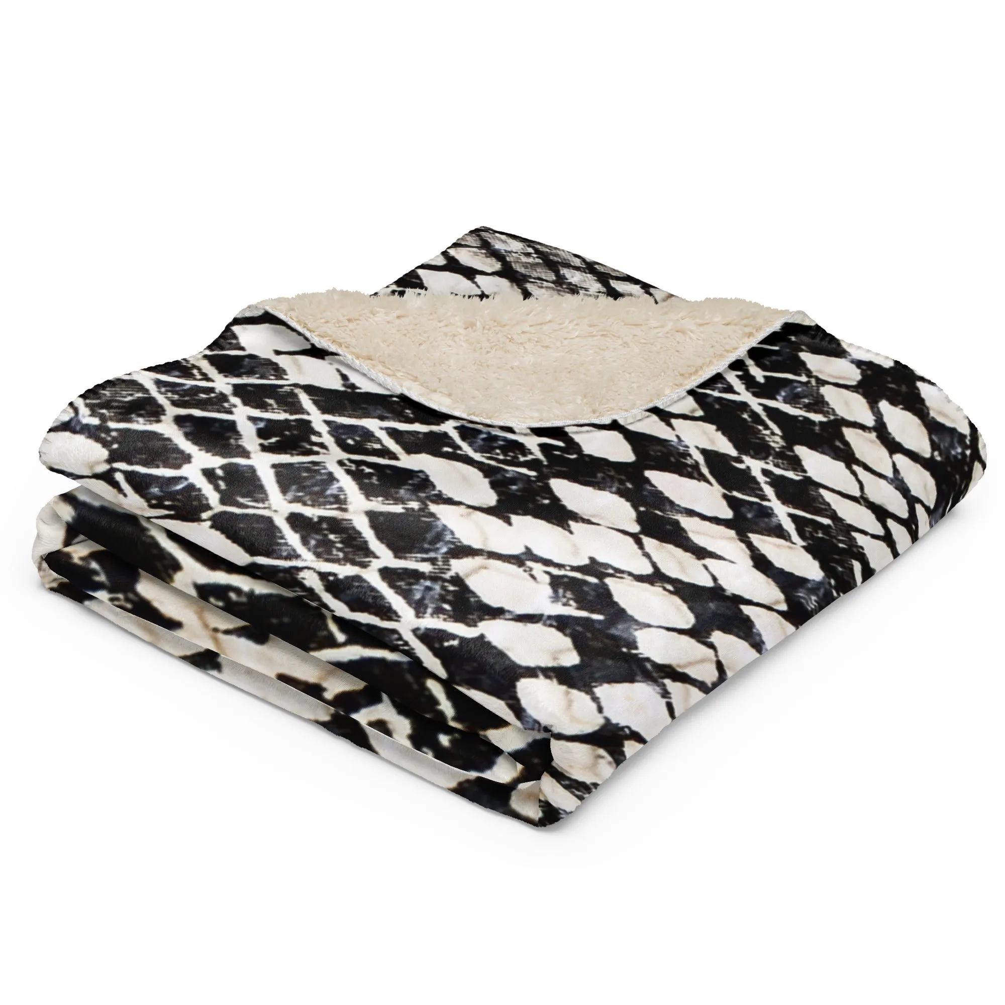 Black and White Snake Print Sherpa blanket lioness-love