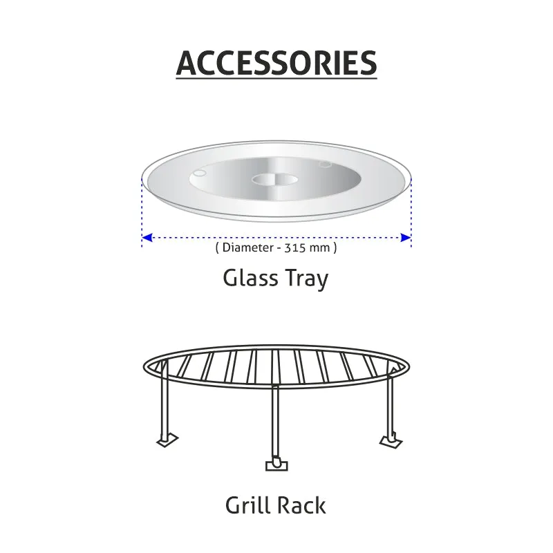 Built In Microwave with Grill 25Ltr Glass Finish (MO 676)