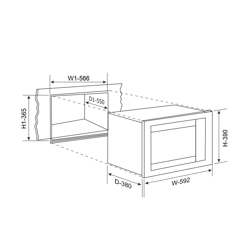 Built In Microwave with Grill 25Ltr Glass Finish (MO 676)