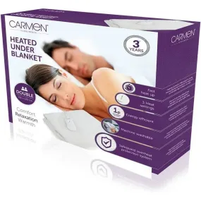 Carmen C81154 Double Heated Under Blanket with Overheat Protection 70W - White