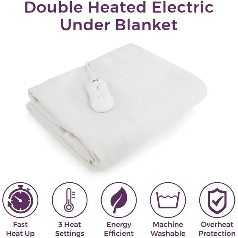 Carmen C81154 Double Heated Under Blanket with Overheat Protection 70W - White