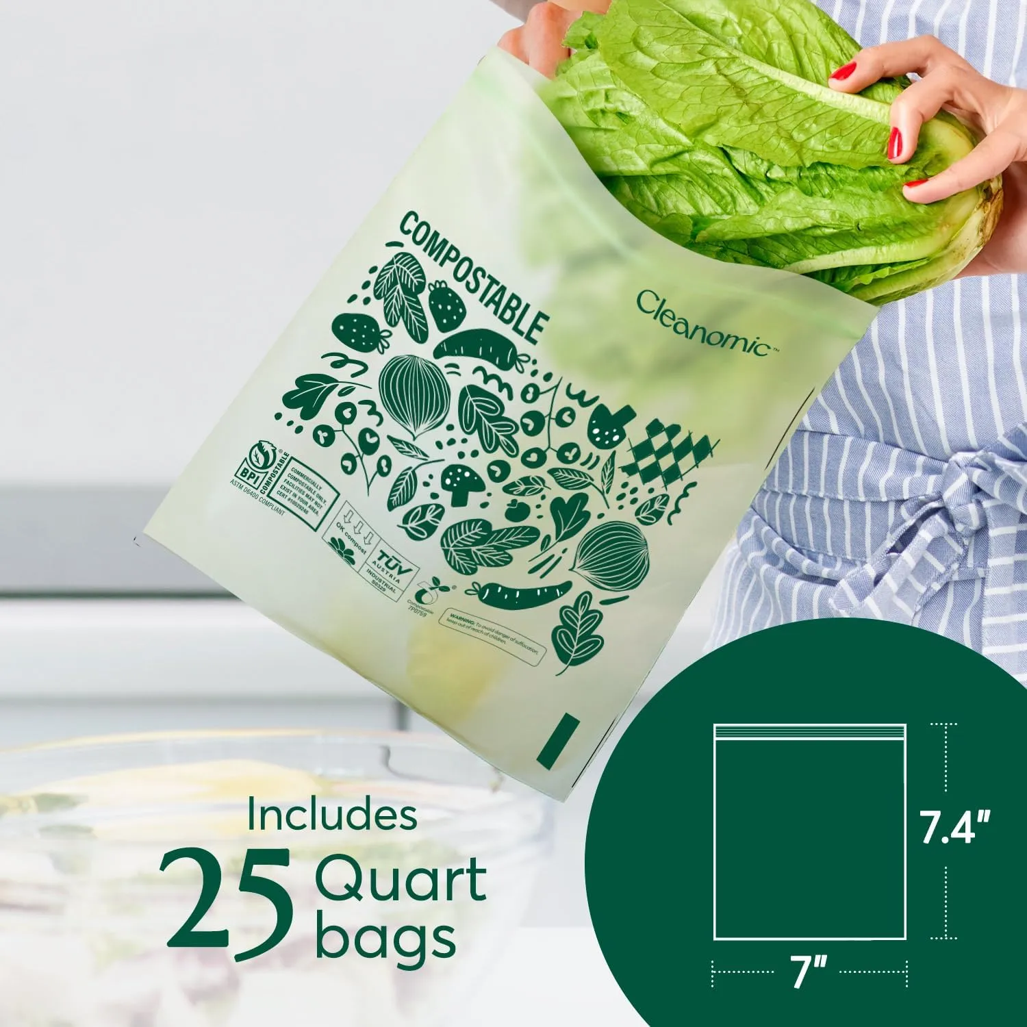 Compostable Food Storage Bag Bundle, Gallon, Quart, Sandwich and Snack Sizes