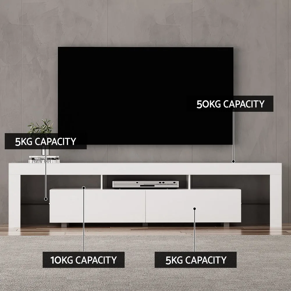 Customisable RGB LED TV Cabinet, 200cm, Gloss White - Artiss