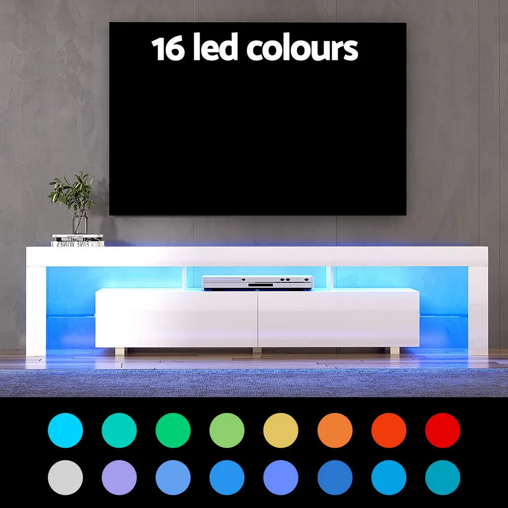 Customisable RGB LED TV Cabinet, 200cm, Gloss White - Artiss