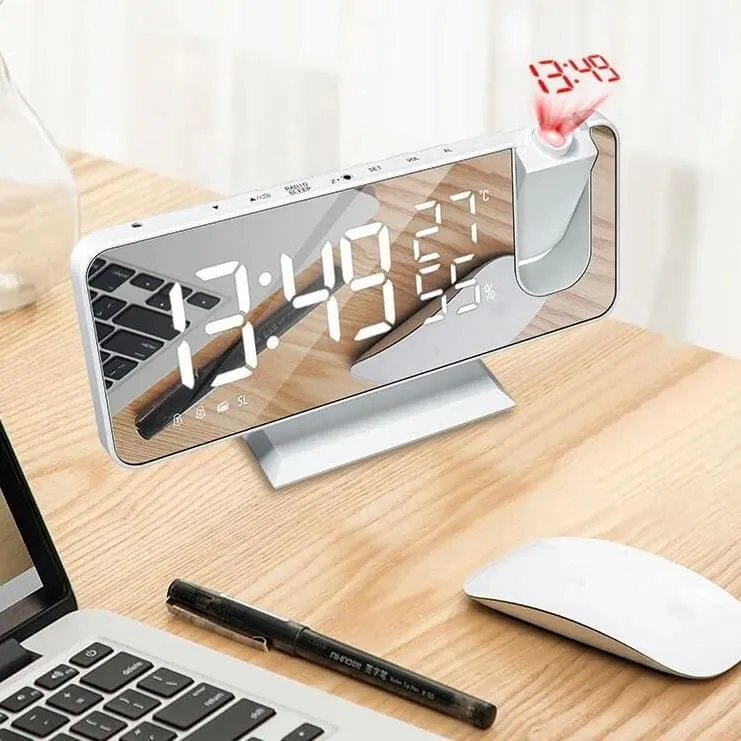 Digital Projection Alarm Radio Clock and Mirror