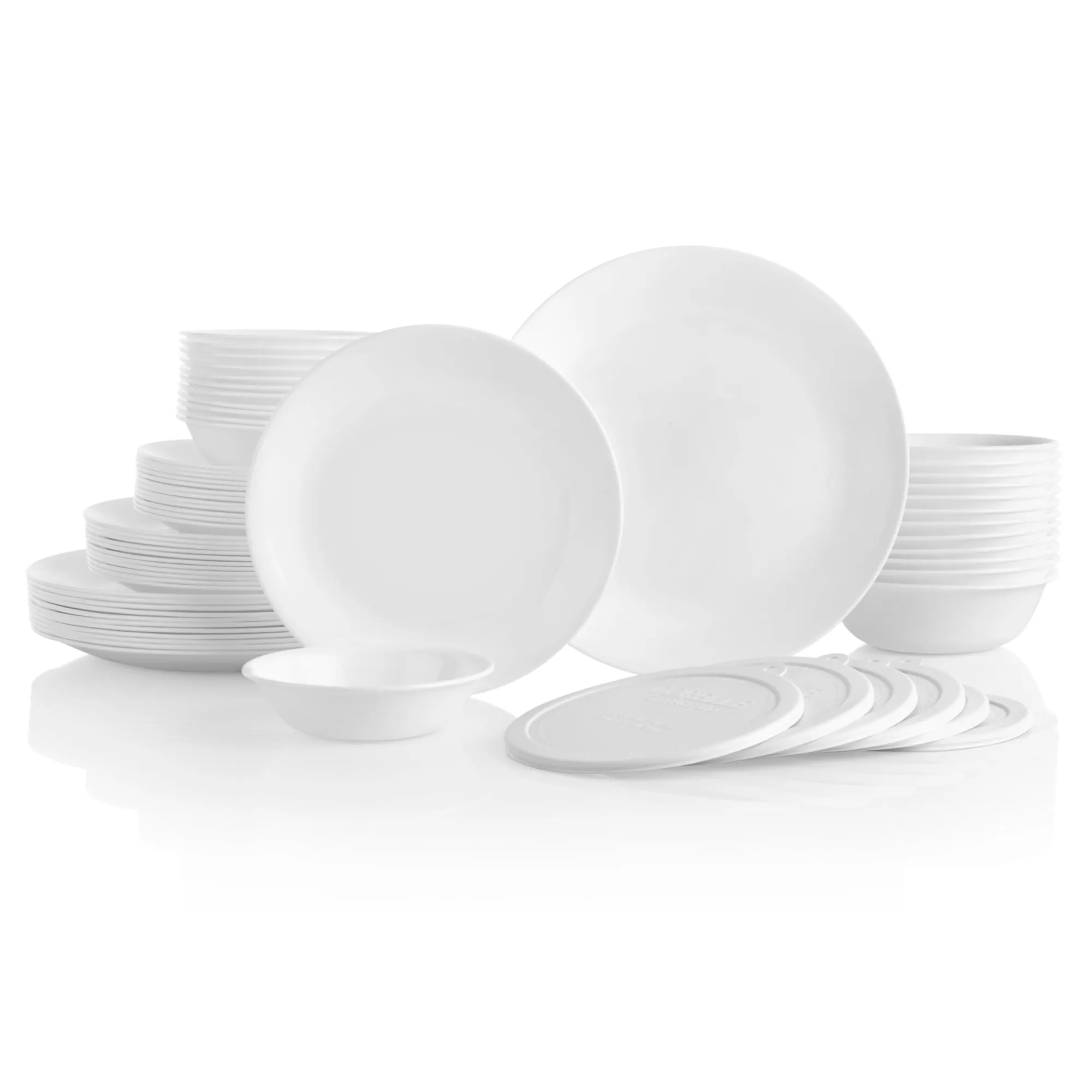 Dinnerware Set, Winter Frost White, 66 Pieces