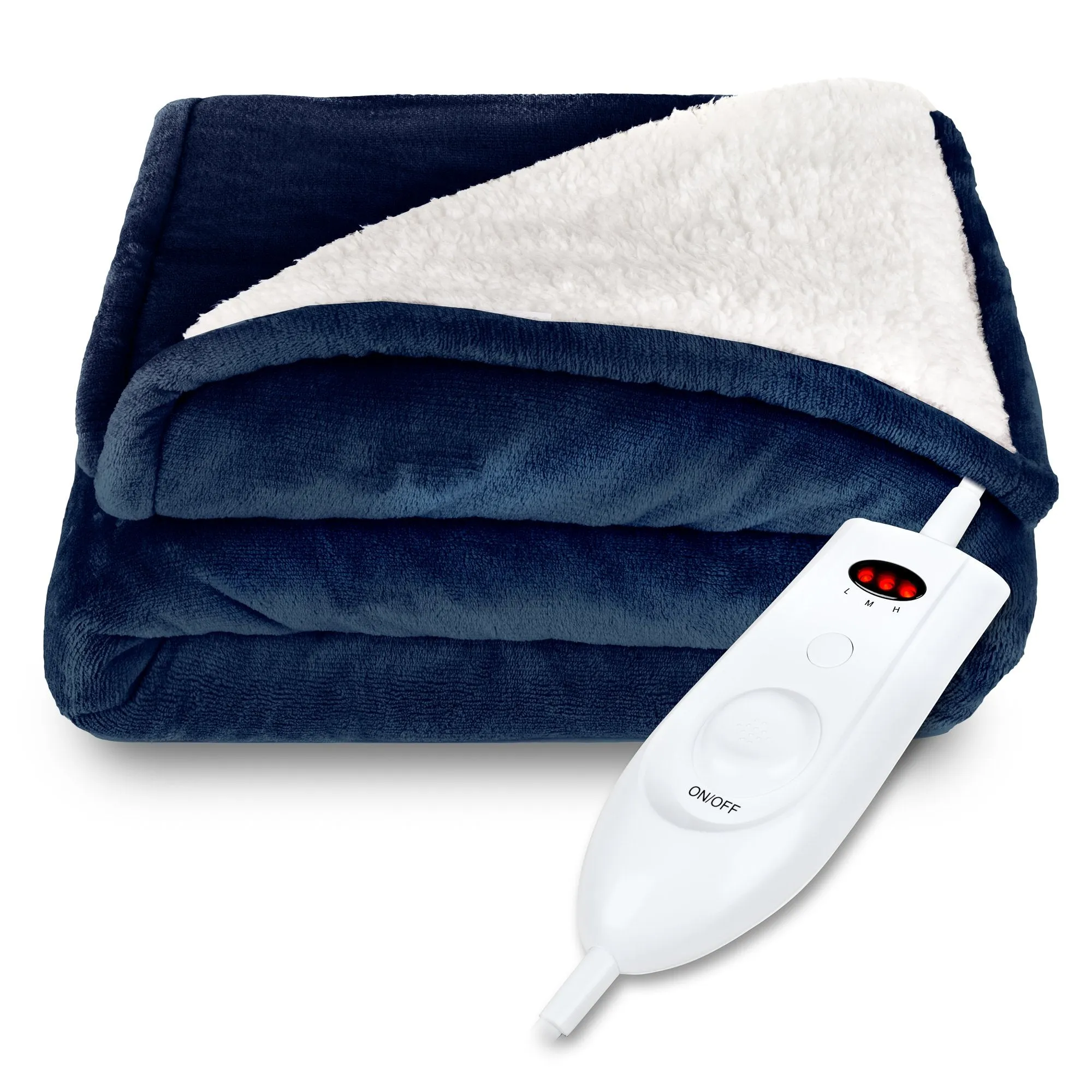 Electric Heated Reversible Sherpa Blanket w/ 3 Heat Settings, Auto Shut Off