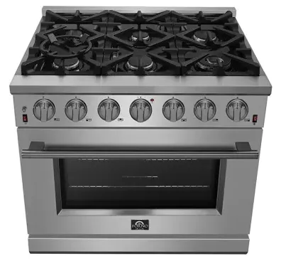 Forno 30 Inch Alta Qualita Gas Range with 5 Italian Sealed Burners, 4.32 Cu. Ft. Oven Capacity, Cast Iron Grates, Convection Cooking, Illuminated Zinc Knobs, Magic Eyes, Halogen Oven Lights, Telescoping Racks