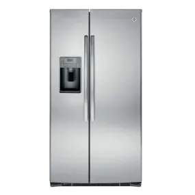 GE - 25.4 Cu. Ft. Side-by-Side Refrigerator with Thru-the-Door Ice and Water - Stainless steel