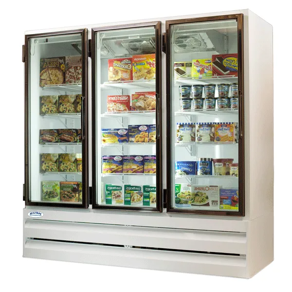 Howard McCray (GF75BM-FF-LED) 78" Wide Commercial Freezer with LED Lighting and Three Hinged Glass Doors For Frozen Foods Only