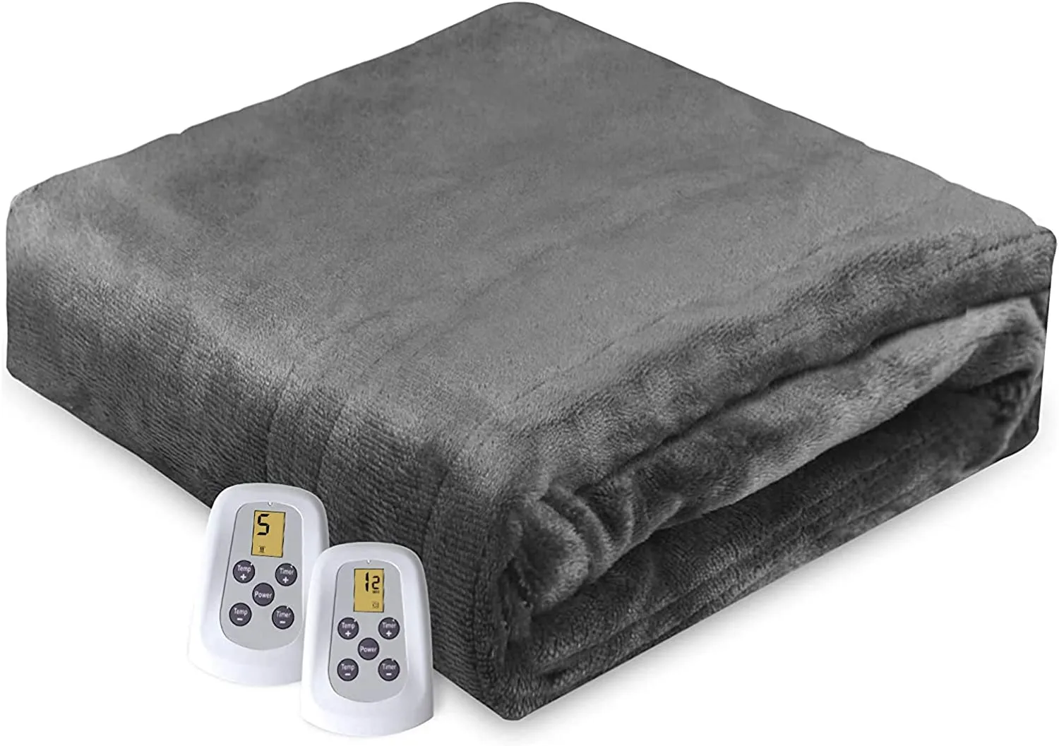 King and Queen Size Electric Blanket Heated Dual Control, 5 Years Warranty, 10 Heat Settings, 12 Hours Auto Off, Machine Washable, ETL Certified, Overheating Protection