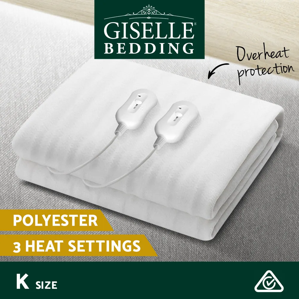 King Size Electric Blanket, 3 Temp Levels, Dual Controllers, Giselle Bedding