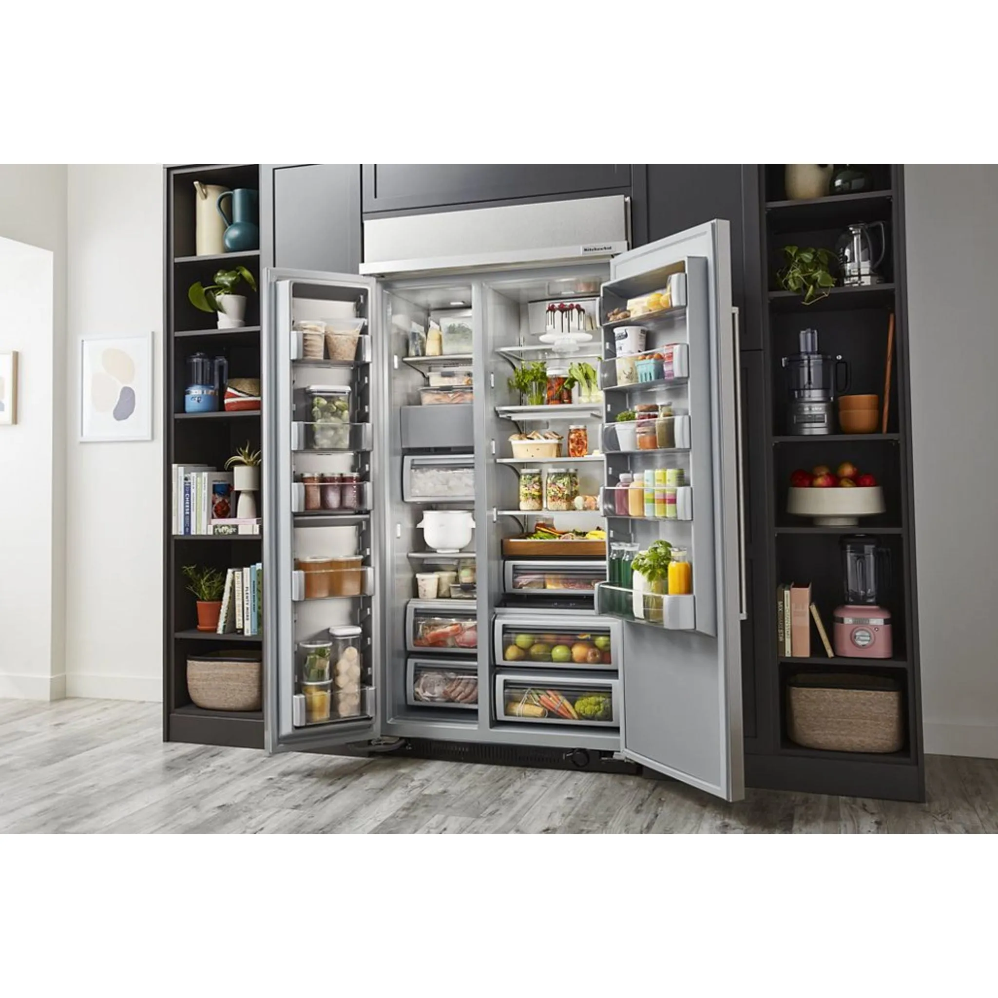 KitchenAid  25.5 cu.. ft. 42" Built-In Side-by-Side Refrigerator with PrintShield Finish (KBSN702MBS)