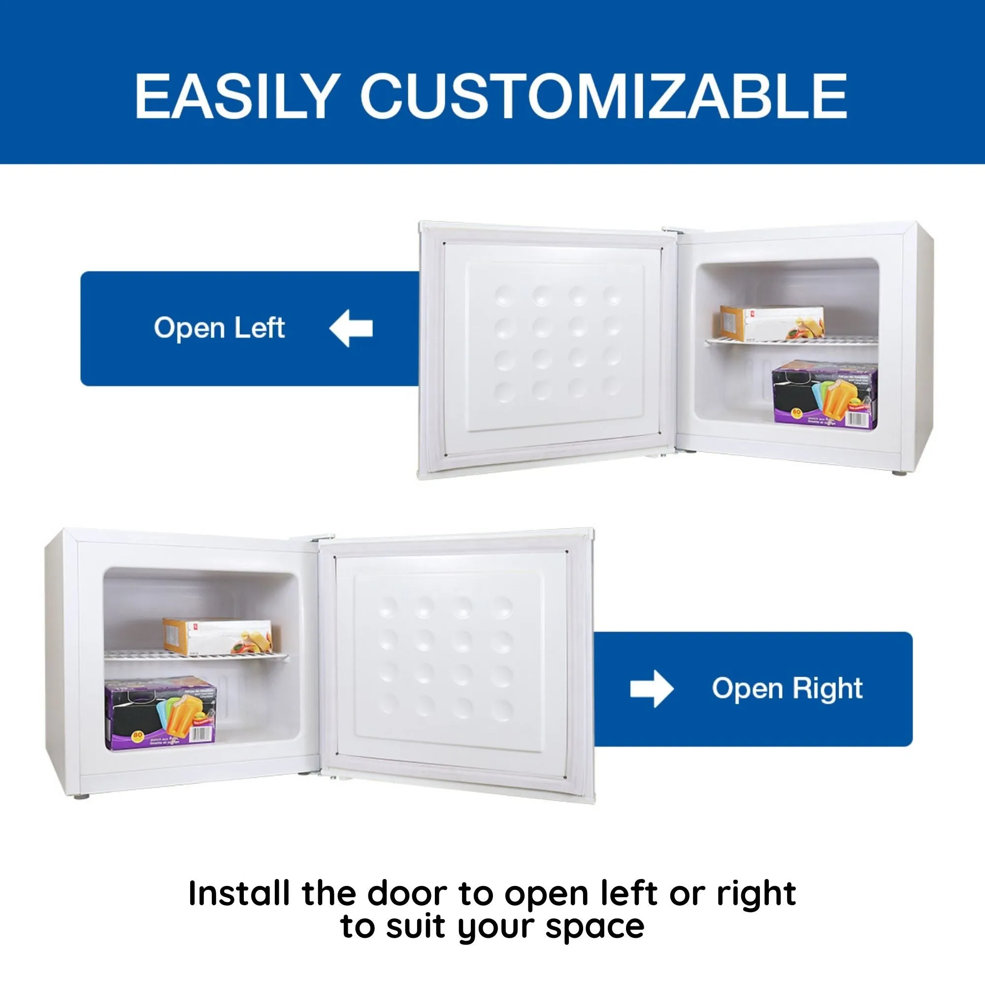 Koolatron Mini Upright Freezer 1.2 cu ft (34L) White, Energy-Efficient Manual Defrost, Space-Saving Flat Back, Reversible Door, Wire Shelf, for Apartment, Condo, Office, RV, Cabin, Dorm Room, Home Bar