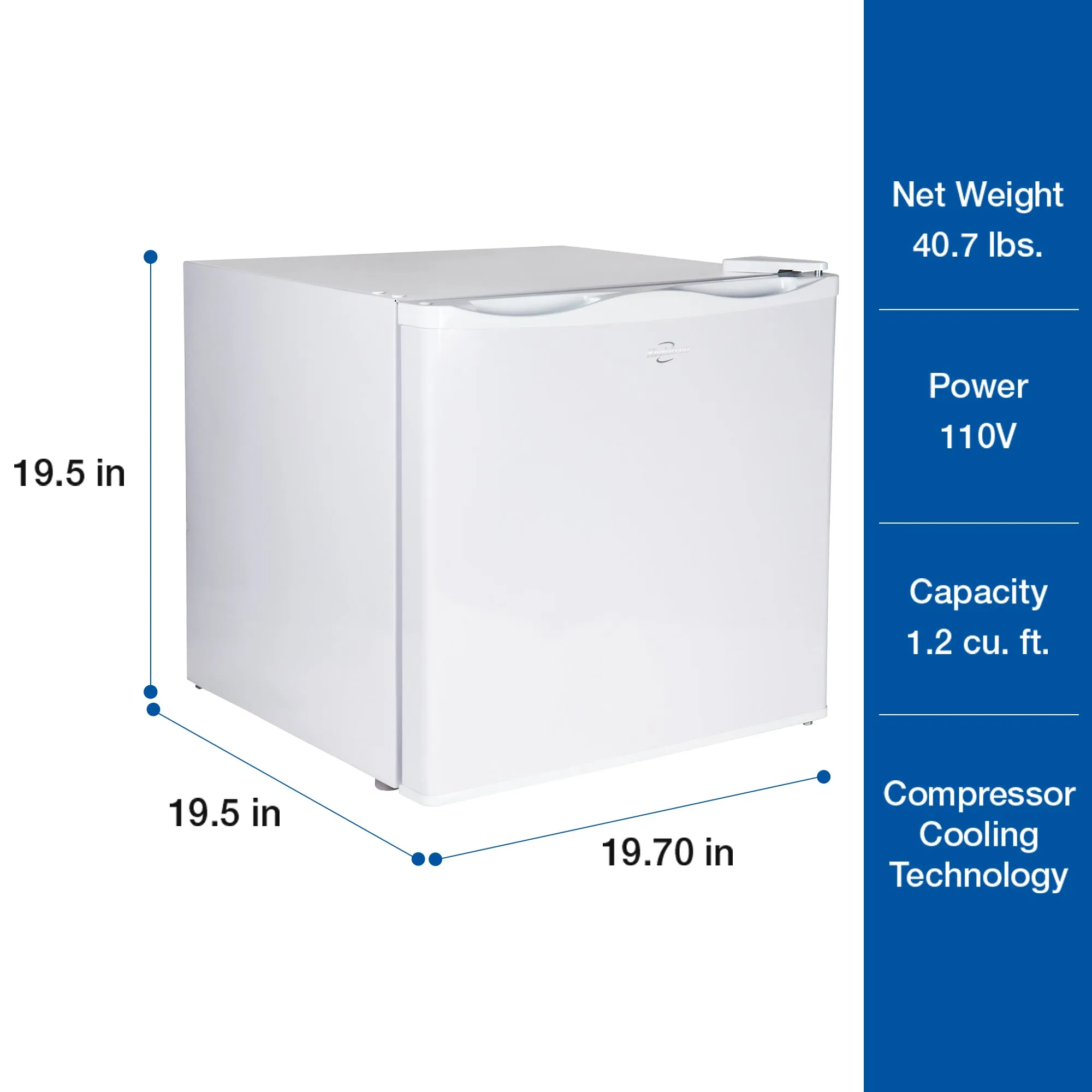 Koolatron Mini Upright Freezer 1.2 cu ft (34L) White, Energy-Efficient Manual Defrost, Space-Saving Flat Back, Reversible Door, Wire Shelf, for Apartment, Condo, Office, RV, Cabin, Dorm Room, Home Bar