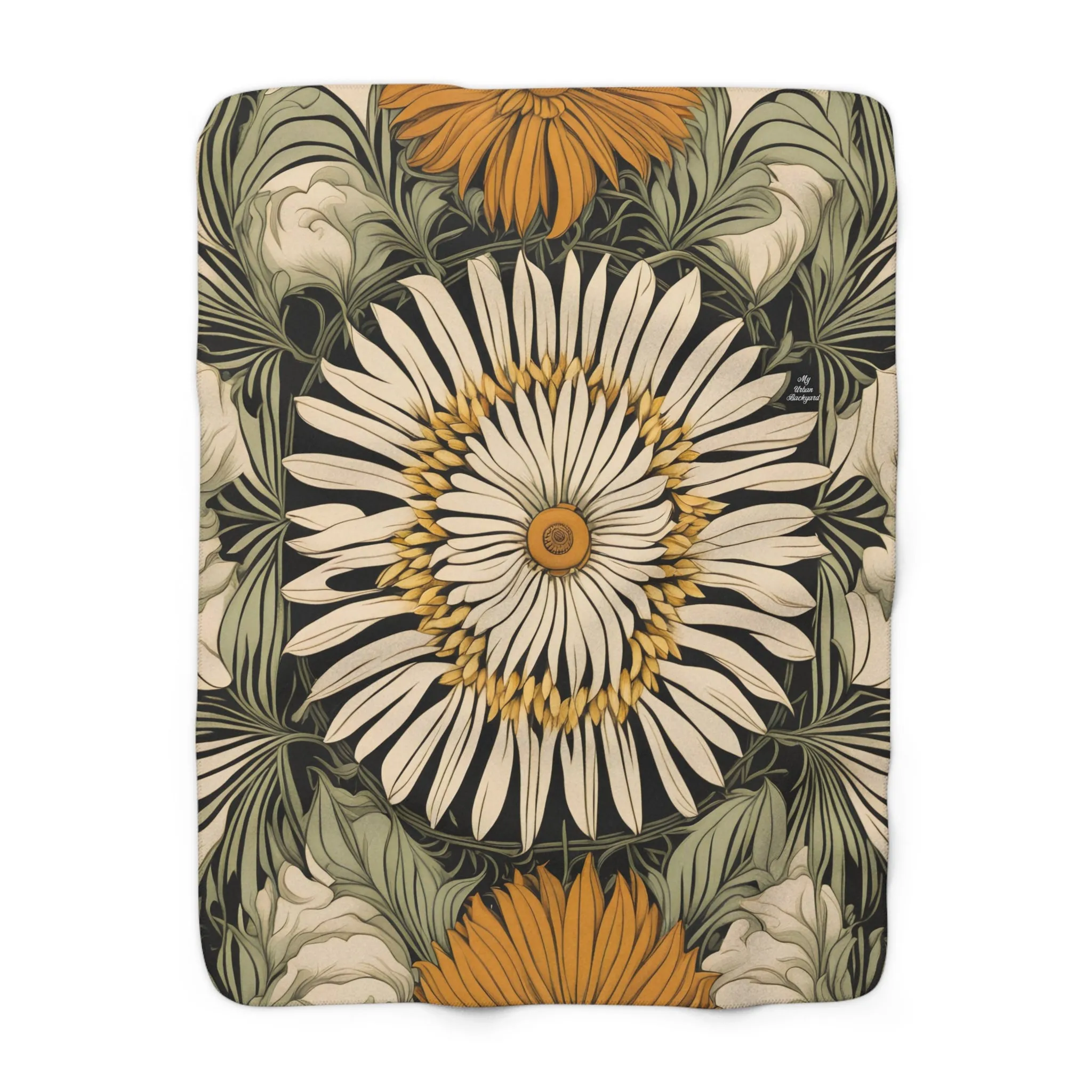 Large Wildflower, Sherpa Fleece Blanket for Cozy Warmth, 50"x60"