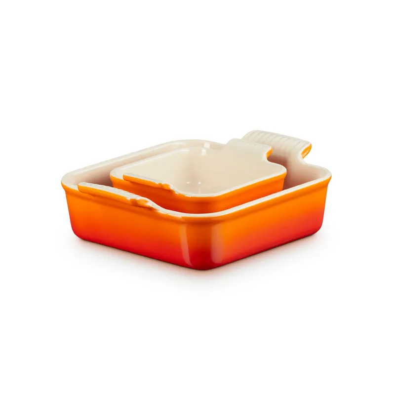 Le Creuset Stoneware Deep Square Dish 13cm & 20cm (Set of 2)