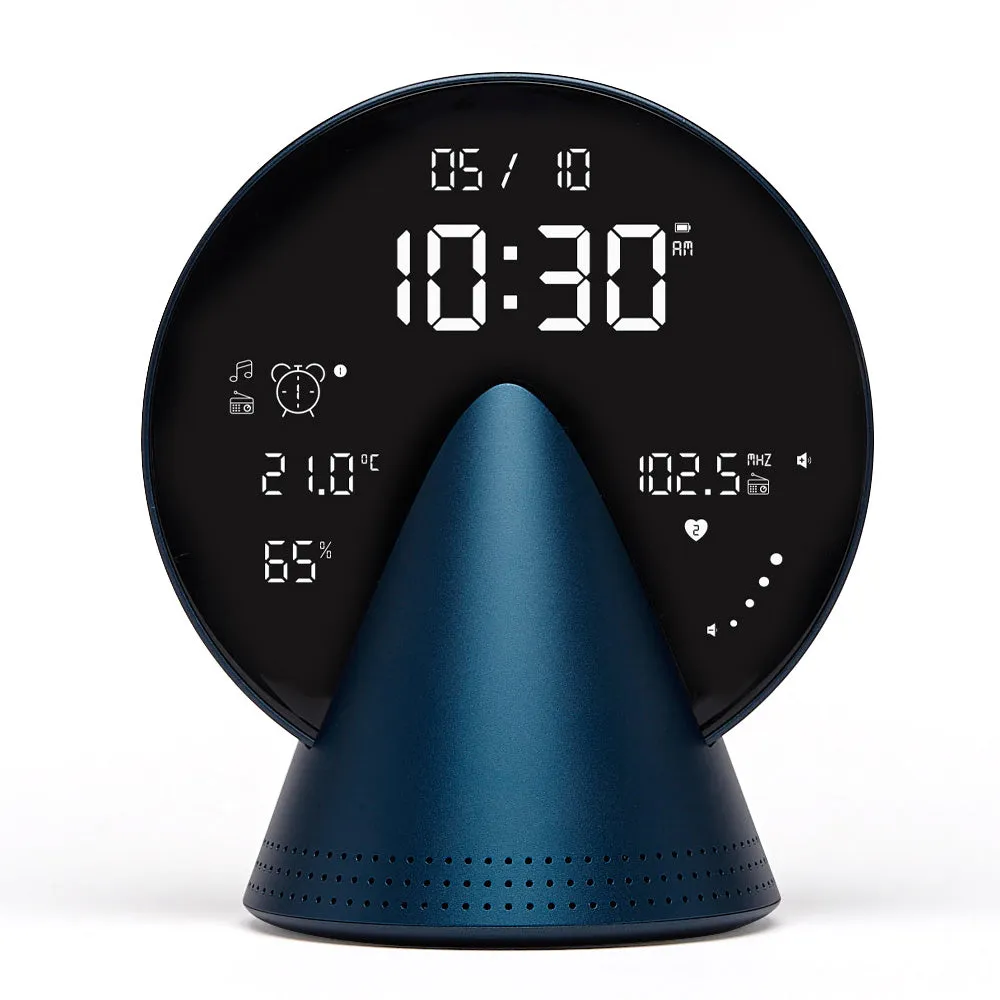 Lexon Conic Radio Alarm Clock With Fm & Built-In Bluetooth Speaker - Blue