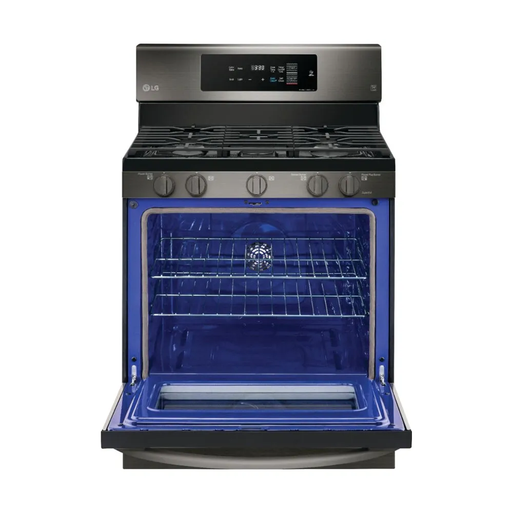 LG - 5.4 Cu. Ft. Self Cleaning Freestanding Gas Convection Range - PrintProof Black Stainless Steel