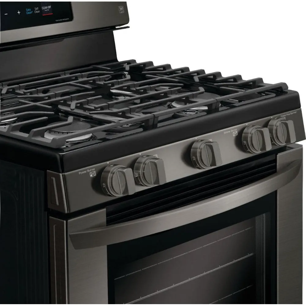 LG - 5.4 Cu. Ft. Self Cleaning Freestanding Gas Convection Range - PrintProof Black Stainless Steel