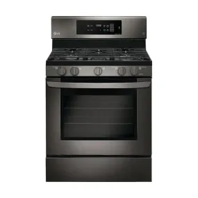 LG - 5.4 Cu. Ft. Self Cleaning Freestanding Gas Convection Range - PrintProof Black Stainless Steel