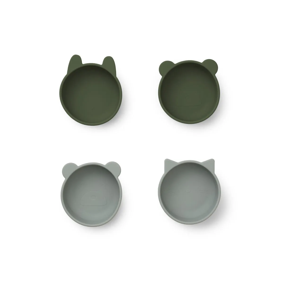 Liewood Iggy Silicone Bowls - 4 Pack - Hunter Green Mix