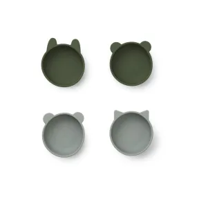 Liewood Iggy Silicone Bowls - 4 Pack - Hunter Green Mix