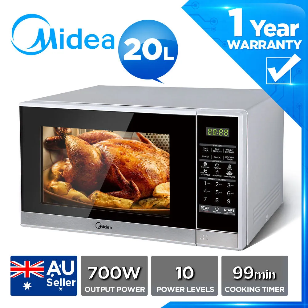 Midea 20L / 25LMicrowave Digital Touch Control 10 Power Levels 99 Min Timer 30s Quick Start White/Sliver 3 Model Available-K