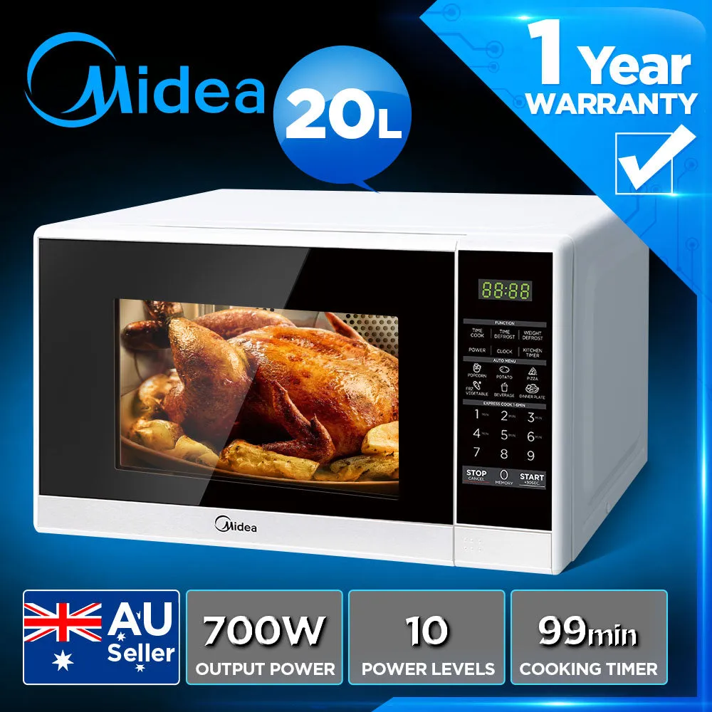 Midea 20L / 25LMicrowave Digital Touch Control 10 Power Levels 99 Min Timer 30s Quick Start White/Sliver 3 Model Available-K