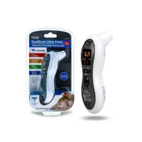 Mobi Ultra Pulse Talking Ear, Forehead Digital Thermometer with Pulse Rate, Diagnostic Fever Indicator and Memory Log